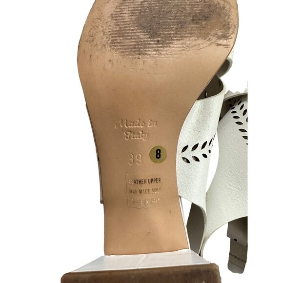 Emanuele Crasto Made in Italy White Leather Sandals Cutout Design With Flaw - Picture 9 of 12